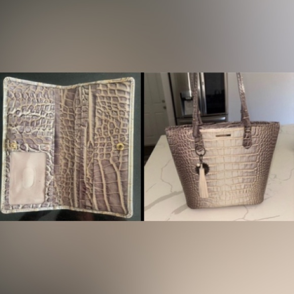 BRAHMIN Asher Sterling Miravet Tote & matching wallet!